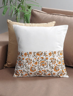 Floral  Cushion Cover Hand Block Printed Cotton - MYYRA