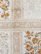 Close-up of floral jaal lattice hand block print on organic cotton bed cover | Myyra Jaipur