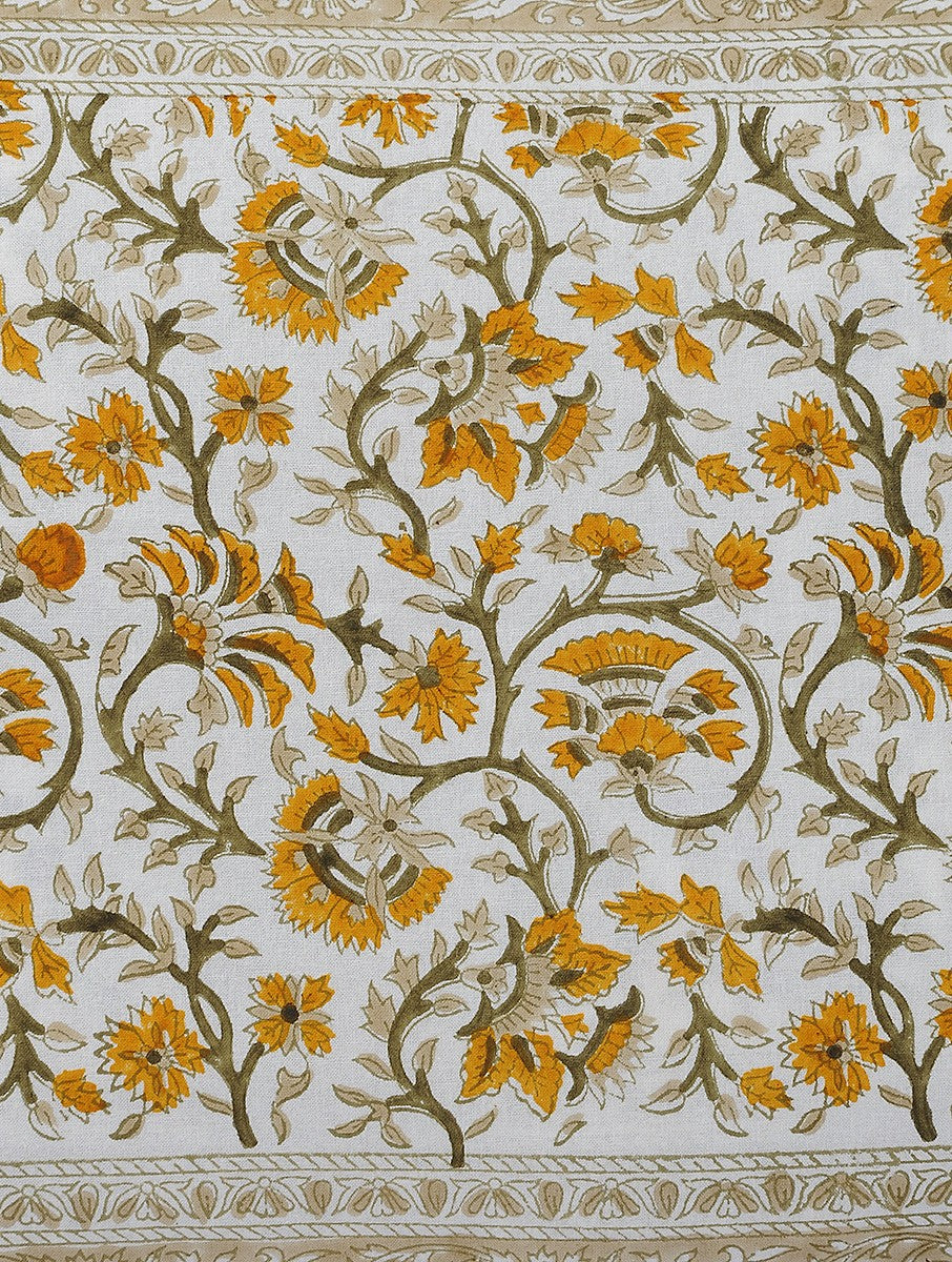 Close-up of hand block print on organic cotton pillow cover | Myyra Jaipur