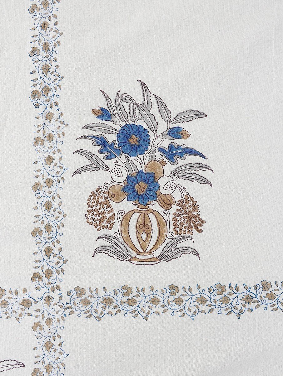 Folded view of hand block printed cotton bed sheet showing pattern detail | Myyra Jaipur