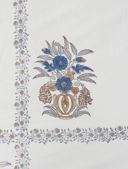 Folded view of hand block printed cotton bed sheet showing pattern detail | Myyra Jaipur