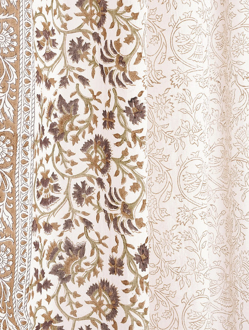Close-up of hand block print on organic cotton curtain | Myyra Jaipur