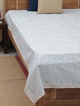 Load image into Gallery viewer, Bed Cover Hand Block Printed Blue Color Jaal - MYYRA