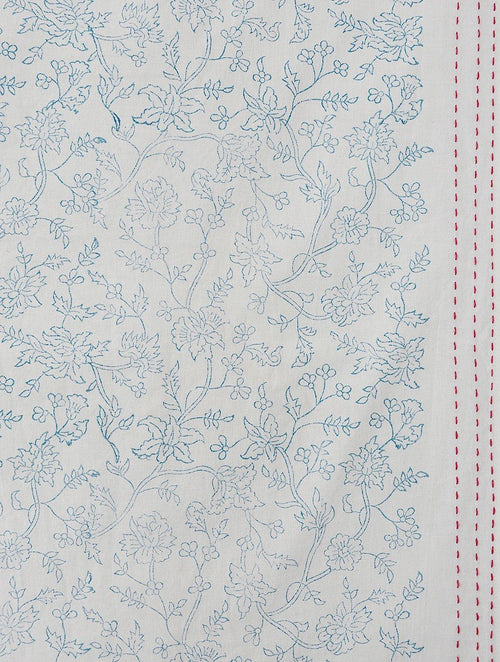 Reverse view of hand block printed cotton bed sheet showing pattern repeat | Myyra Jaipur