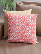 Peach hand block printed organic cotton cushion cover | Myyra Jaipur