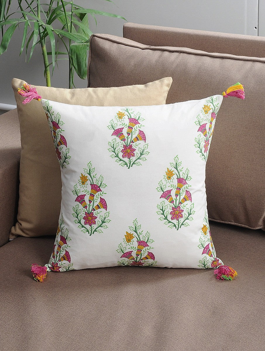 Hand block printed organic cotton cushion cover | Myyra Jaipur