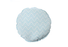 Load image into Gallery viewer, CUSHION COVER ROUND CHEVERON BLUE WHITE