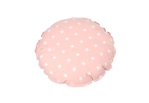 CUSHION COVER ROUND CROSS PINK  WHITE