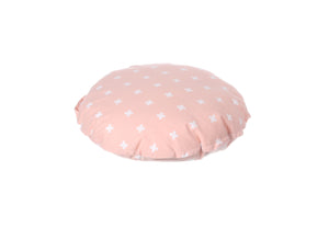 CUSHION COVER ROUND CROSS PINK  WHITE